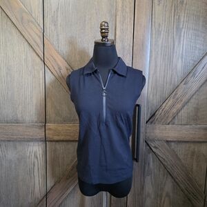 Akris Punto Black Sleeveless Zip Tank Top